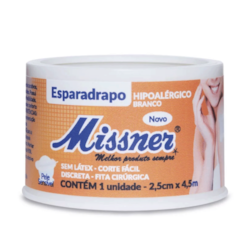 Esparadrapo Impermeável 2,5cm X 4,5m Branco Kit C/6 Missner