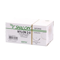 Fio de Sutura Nylon 2-0 c/ 24 2,0 Cm Shalon