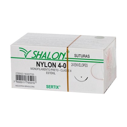 Fio de Sutura Nylon 4-0 c/ 24 1,5 Cm Shalon