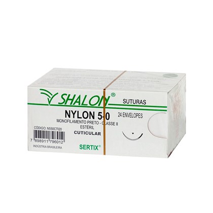 Fio de Sutura Nylon 5-0 c/ 24 1,5 Cm Shalon