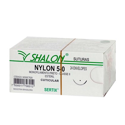 Fio de Sutura Nylon 5-0 c/ 24 2,0 Cm Shalon