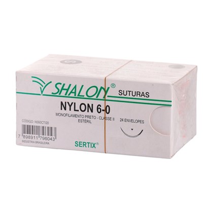 Fio de Sutura Nylon 6-0 c/ 24 1,5 Cm Shalon