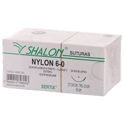 FIO DE SUTURA NYLON 6-0 C/24 2,0 CM SHALON
