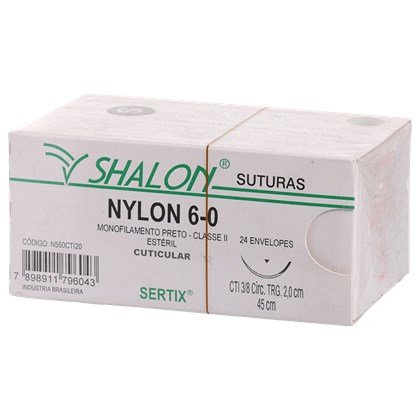 FIO DE SUTURA NYLON 6-0 C/24 2,0 CM SHALON