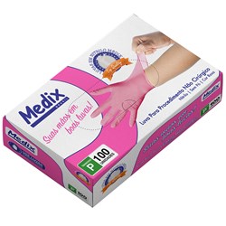 Luva Nitrílica Pink s/ Pó c/ 100 - Medix