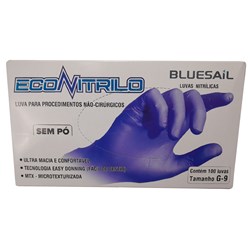 Luva Nitrílica s/ Pó Econitrilo Azul Cobalto G c/  100 - Bluesail