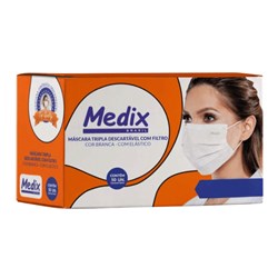 Mascara Tripla c/ elastico e clip nasal  branca cx c/50 Medix