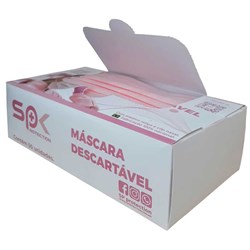 MASCARA TRIPLA C/ ELASTICO E CLIP NASAL ROSA CX C/ 50 SP PROTECTION