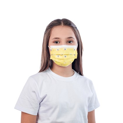 Máscara Tripla com Elástico e Clip Nasal Pintinho Amarelinho C/25 SP PROTECTION - Infantil