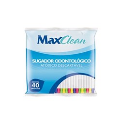 Sugador Odontologico Plastico Colorido c/ 40 Maxclean