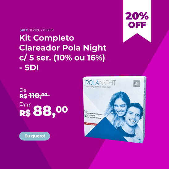 Kit Completo Clareador Pola Night 10% c/ 5 Seringas - SDI
